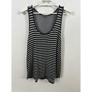 Vince Tank Top Womens Medium Gray Black White‎ Striped Sleeveless Lightweight